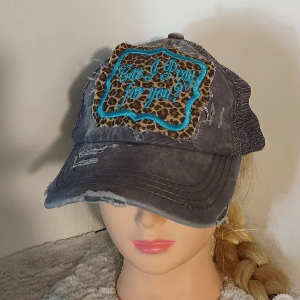 CC Distressed "Can I Pray For You" Pony Cap - Picture 8 of 8